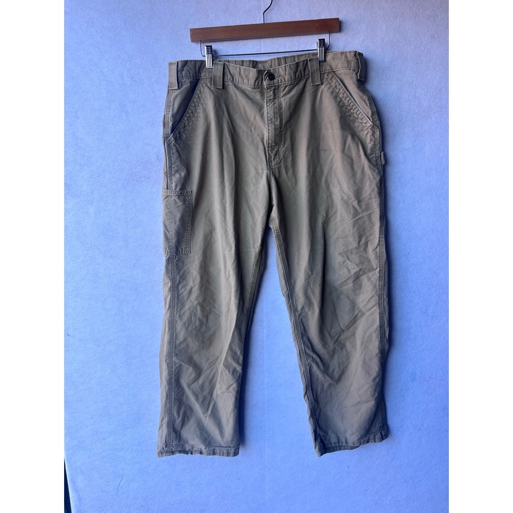 Carhartt B151 DKH Mens Dungaree Fit Canvas Work Pants Khaki 38x32 Hammer Loop